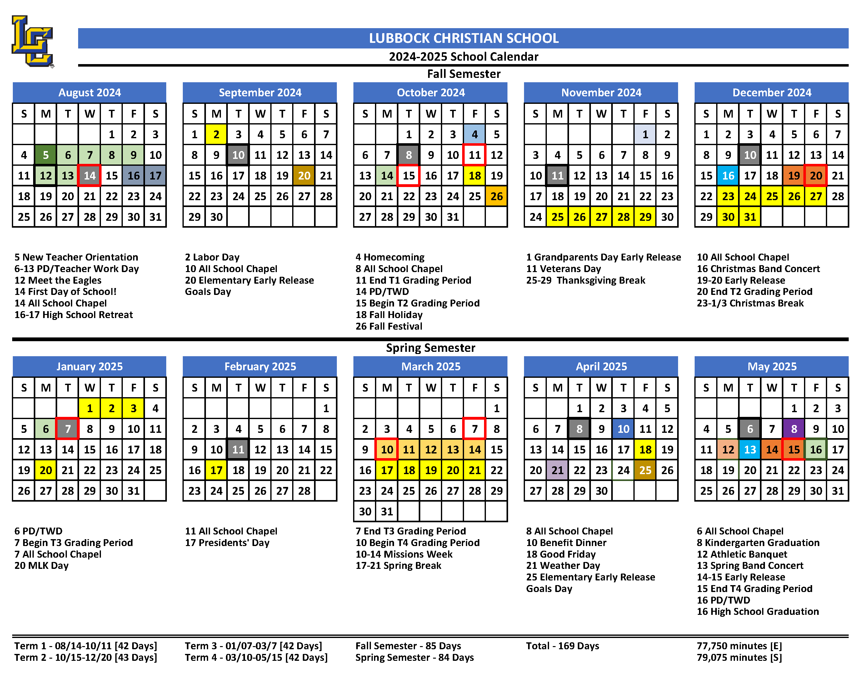 Elementary School 2025 Calendar Lubbock Isd